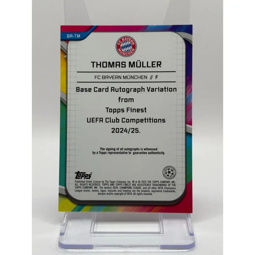 2024-25 Topps Finest UEFA Thomas Muller Pink Lava Auto 12/75 SP Bayern Munchen - Picture 2 of 2